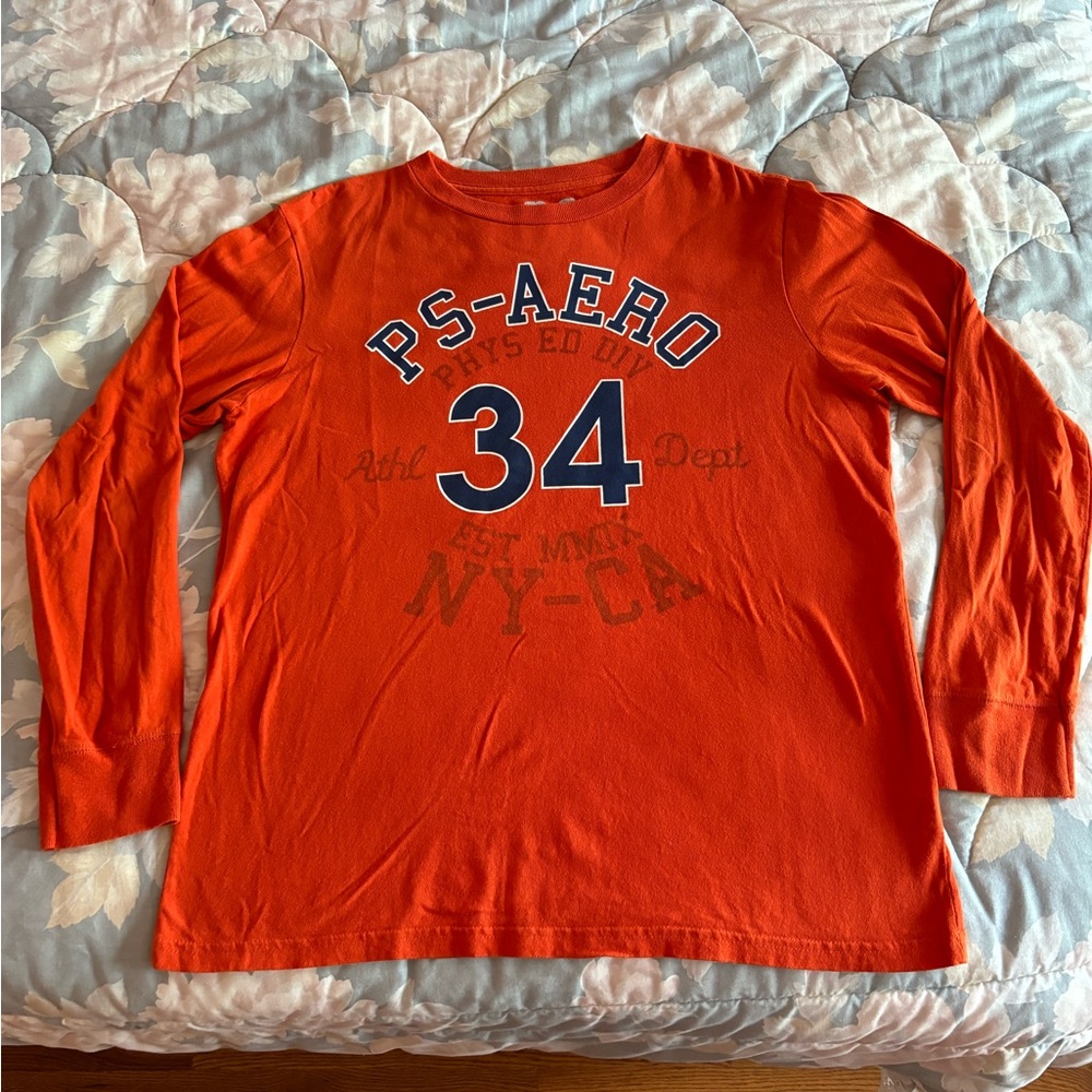 p.s. by Aeropostale Boys Orange Long Sleeve Shirt - Size 14